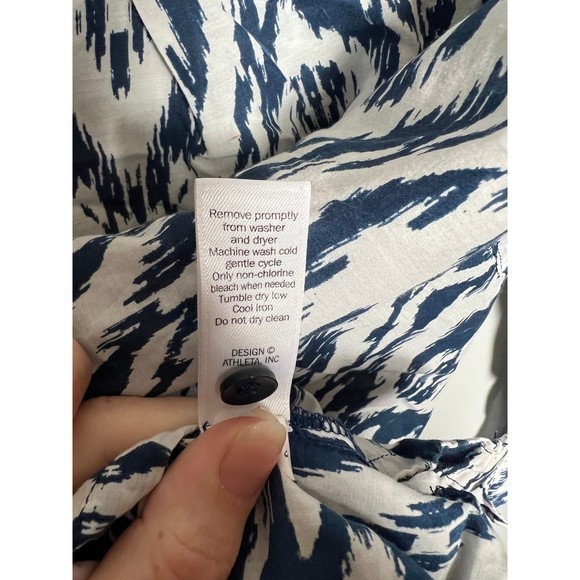 ATHLETA swim kaftan tunic button up blue ikat size XS - Picture 5 of 7
